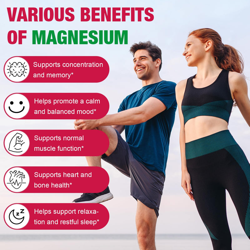 Magnesium Glycinate Gummies – 600mg per Serving – with Vitamin D, B6, Calcium & Potassium – Supports Muscle Function, Tiredness Reduction & Psychological Function – 120 Raspberry Gummies – Sugar-Free