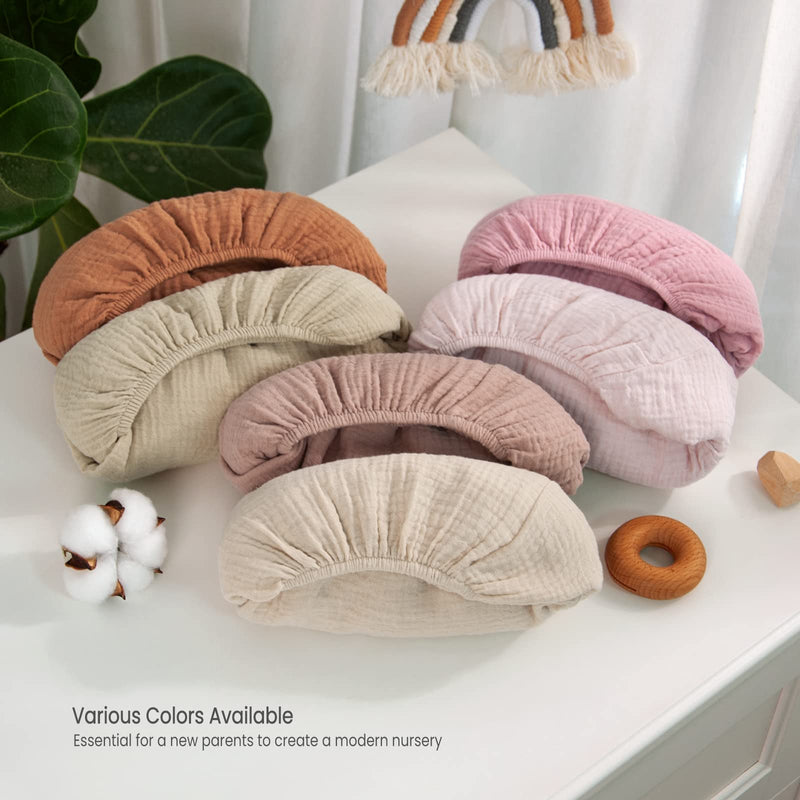 [Australia] - Baby Changing Pad Cover: Muslin Diaper Changing Table Pad Cover - Changing Pad Sheets for Girls Boys S-Cream&Sand Solid 