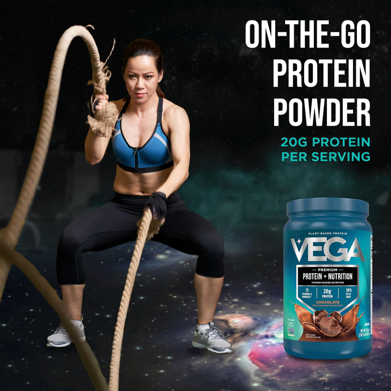 Vega Protein + Nutrition – 20g Plant Based Vegan Protein Powder, Chocolate for a Dairy-Free Protein Shake – Large Tub, 1.4lbs (17 Servings) 1.35 Pound (Pack of 1)