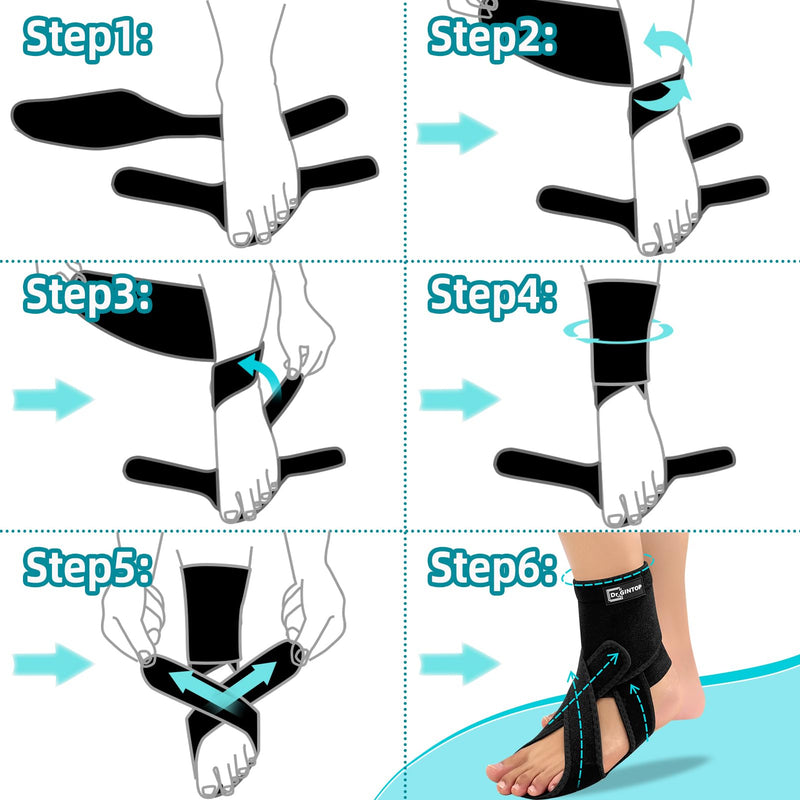 AFO Foot Drop Brace for Walking, Plantar Fasciitis Night Splint, Ankle Foot Orthosis, Drop Foot Brace w/Arch Support Relief Pain for TBI, ALS, MS Stroke, Fracture, Spinal Cord Injury Right Black-Right
