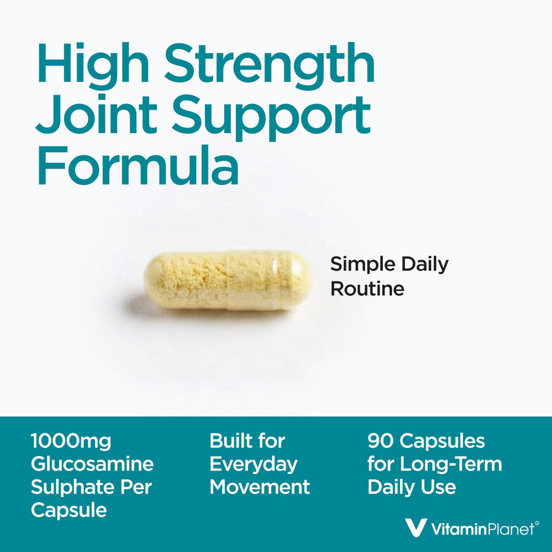 Glucosamine Sulphate 1000mg | 90 Capsules | 750mg Active Glucosamine Sulphate | Easy to Swallow | 90-Day Supply | Single Ingredient Formula | Non-GMO | GMP Manufactured