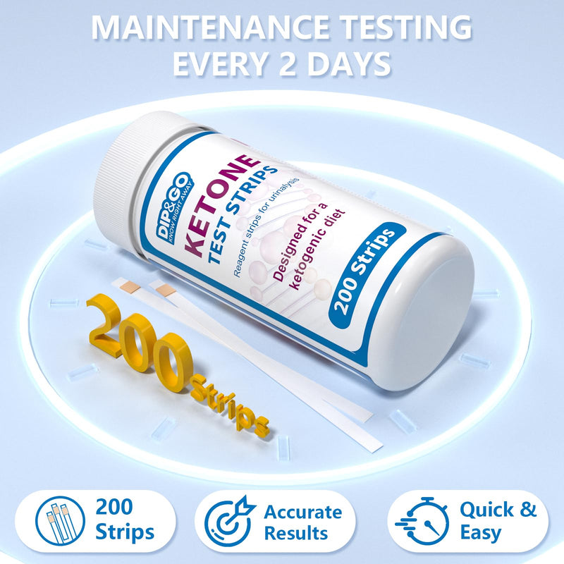 [Australia] - Ketone Test Strips: 200 Premium Keto Strips Urine Test for Ketosis on Ketogenic & Low-Carb Diets, DIP&GO Ketosis Home Urinalysis Tester Kit Ketone test strips 