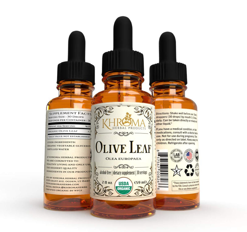 [Australia] - Organic Olive Leaf - 2 oz Liquid in a Glass Bottle - 30 Servings - by Khroma Herbal Products 