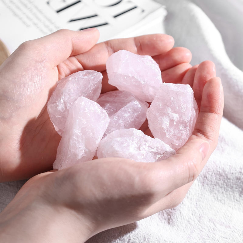 [Australia] - JOHOUSE 6PCS Rose Quartz, Natural Rough Stones Crystal Large Raw Crystals Bulk Healing Gemstones for Reiki Healing Tumbling Fountain Rocks Pink 