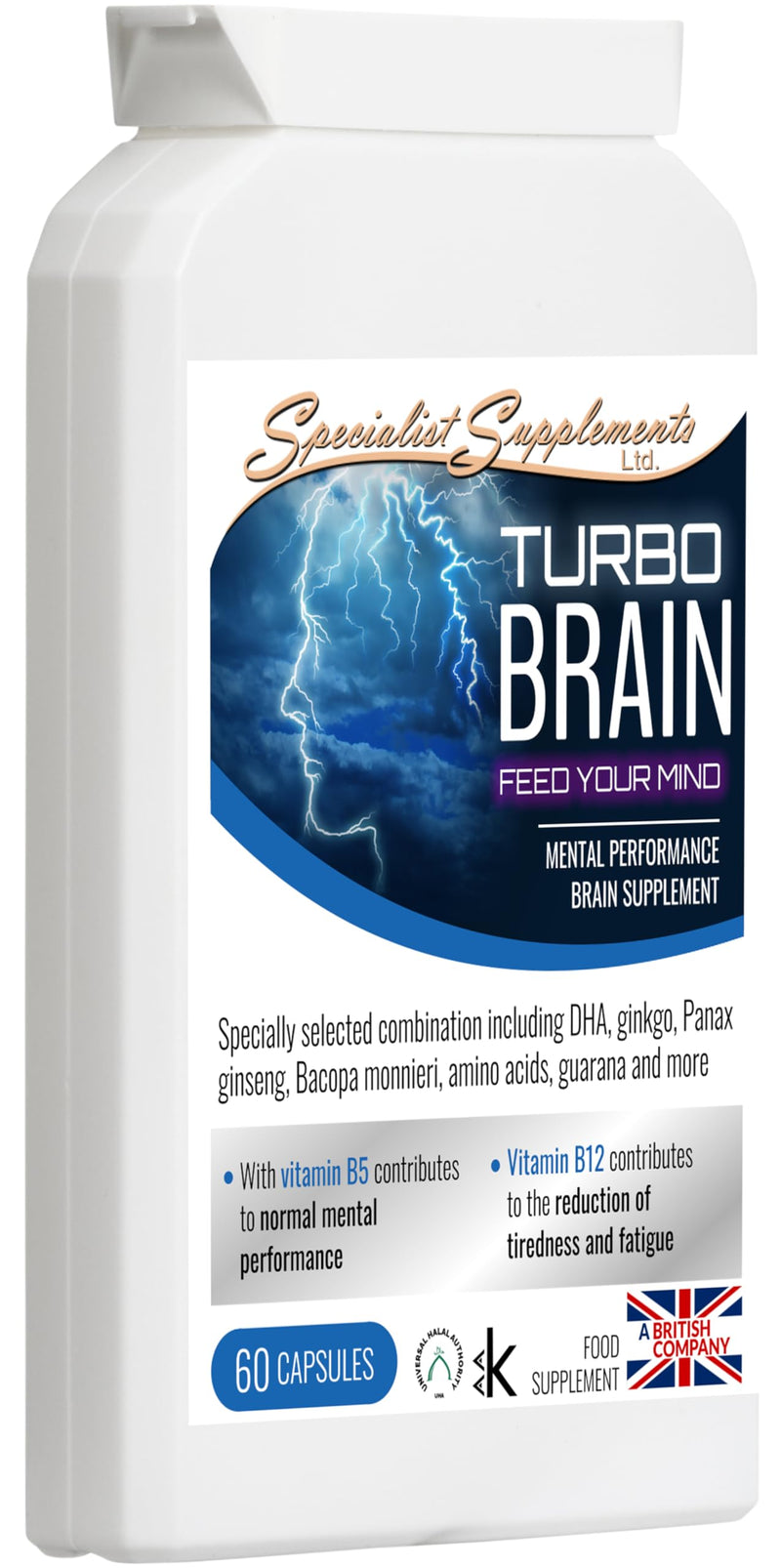 Turbo Brain (Mental Performance Brain Supplement), 60 Capsules