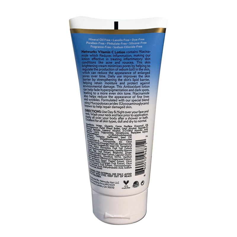 Vitamin C Lotion, Antioxident Cream for Face & Body, Smoothes & Hydrates Skin, Helps Reduce Blemishes, Fine Lines, & Wrinkles, 6 Fl Oz