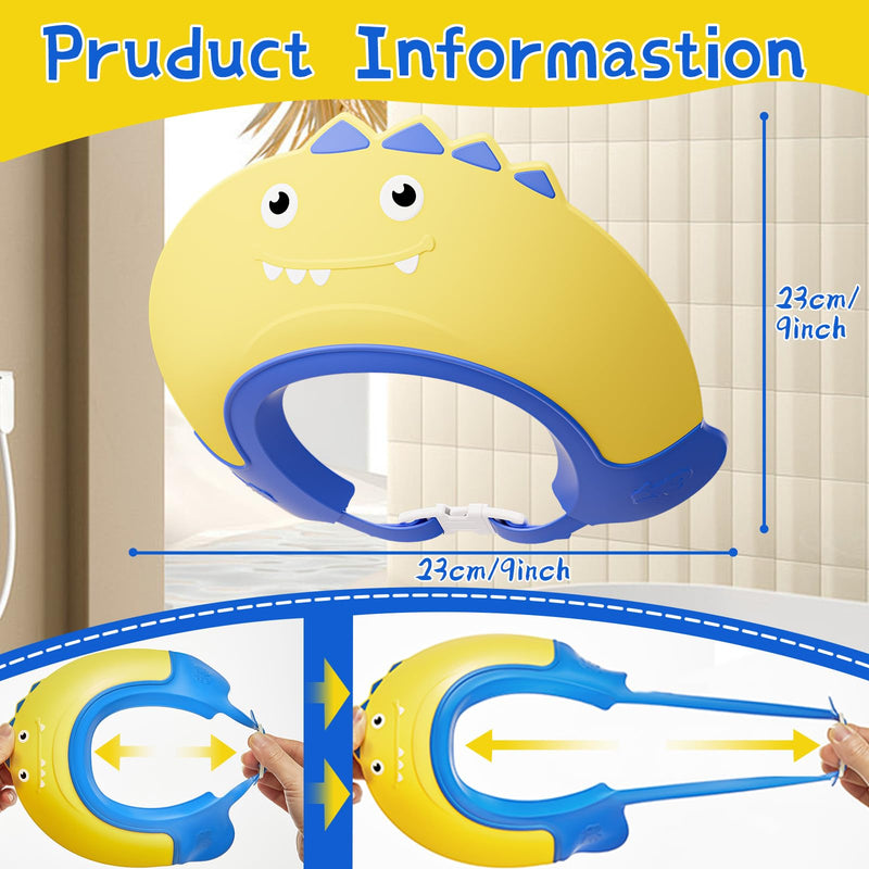 [Australia] - Baby Shower Cap Shield for Kids Bath Visor for Toddlers Shampoo Bath Bathing Hat Silicone Adjustable Visor Hat for Eye and Ear Protection for 1-9 Years Cute Shower Cap Makes the Baby Bath More Fun Yellow 