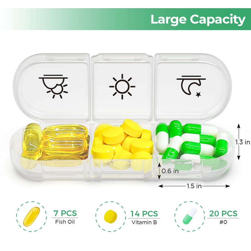 PULIV Weekly Pill Organizer 3 Times a Day, Portable Travel Pill Box 7 Day with Large Pill Containers, Light-Proof Pill Case for Vitamins, Medication, Supplements and Fish Oils (White) White