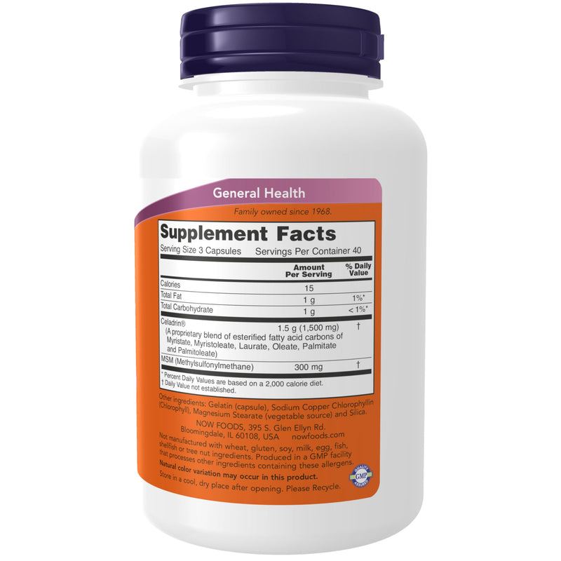 [Australia] - NOW Foods Supplements, Celadrin¬Æ & MSM, 500 mg of Celadrin¬Æ, Advanced Joint Support*, 120 Capsules 