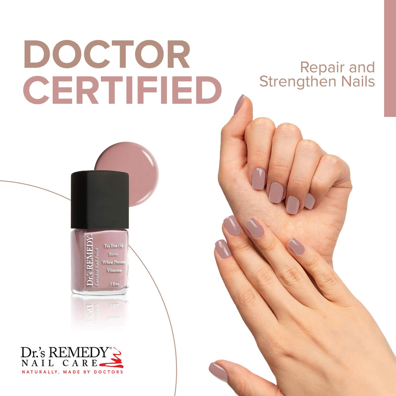 Dr’s Remedy Enriched Nail Polish: Non Toxic, All Natural, and Organic - Doctor Formulated: Strengthens, Restores, Heals, and Protects '24-Free' - RESILIENT Rose 0.5 Fl Oz (Pack of 1)