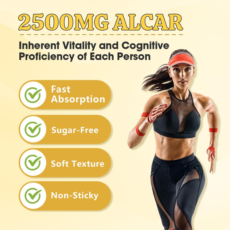 [Australia] - 2 Pack Acetyl L-Carnitine Supplement, Natural Nutrition Supplement for Boost Energy, Immunity, Vegan, Orange Flavor, 120 Count 60 Count (Pack of 2) 
