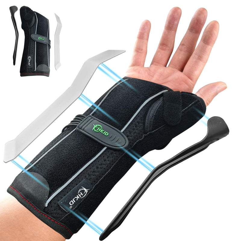 [Australia] - Wrist Brace with Thumb Support - Carpal Tunnel Day Night Brace for Men & Women, Adjustable Thumb Spica Splint for Left or Right Hand, for De Quervain's, Tendonitis, Arthritis Pain Relief (Black, One Size, Left Hand) 