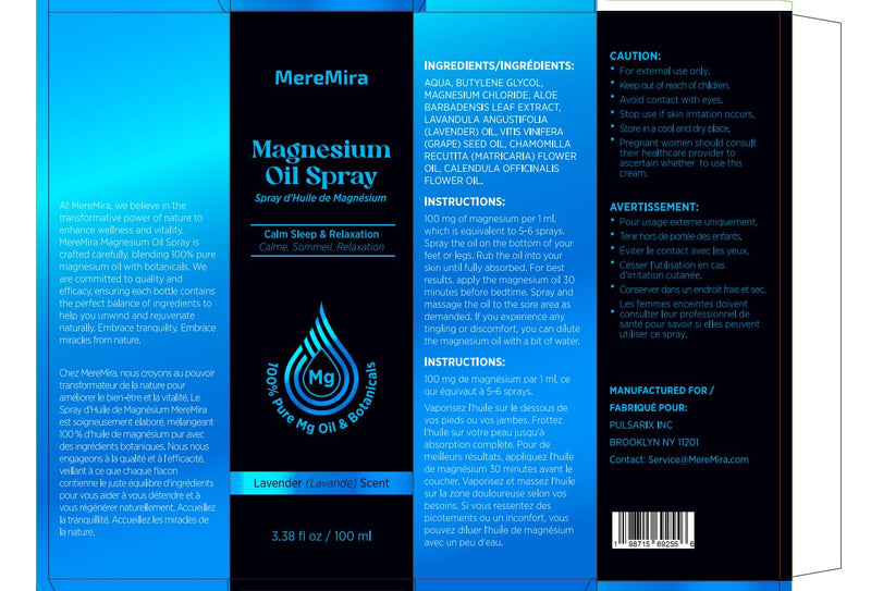 Magnesium Oil Spray for Body & Feet: Topical Magnesium Chloride for Sleep Restless Leg Muscle Cramps Tension Relief & Calm - with Natural Lavender Oil - Ideal for Sports Travel Bedtime, 3.38 fl. oz