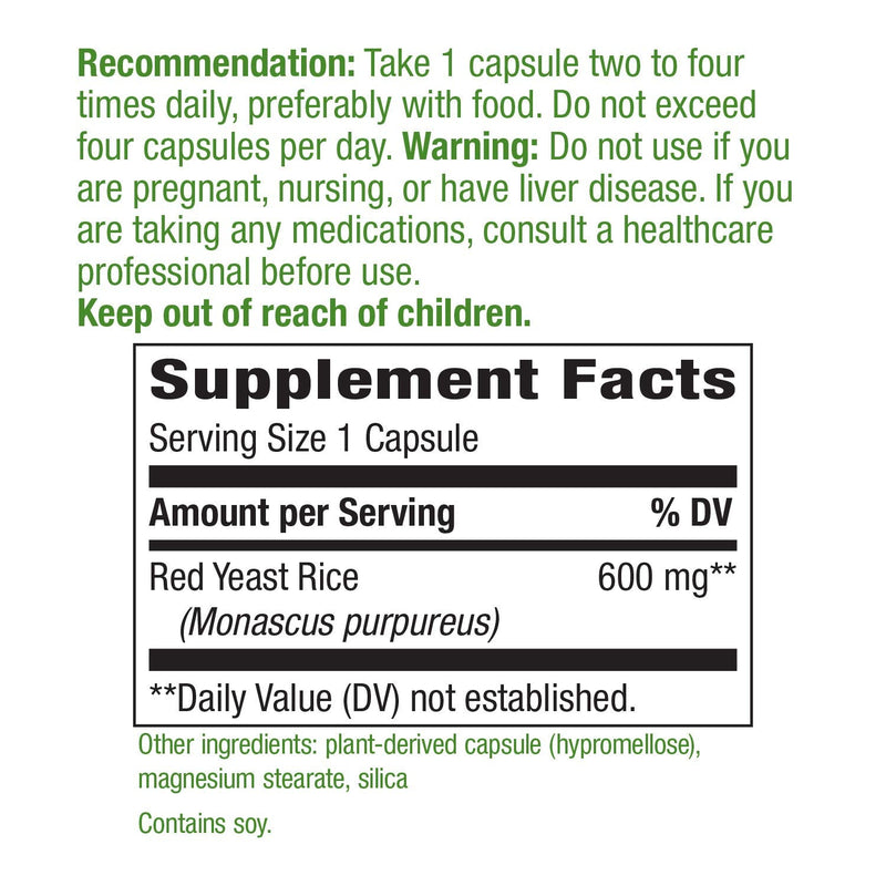 [Australia] - Nature's Way Red Yeast Rice, Traditional Support*, 120 Vegan Capsules 