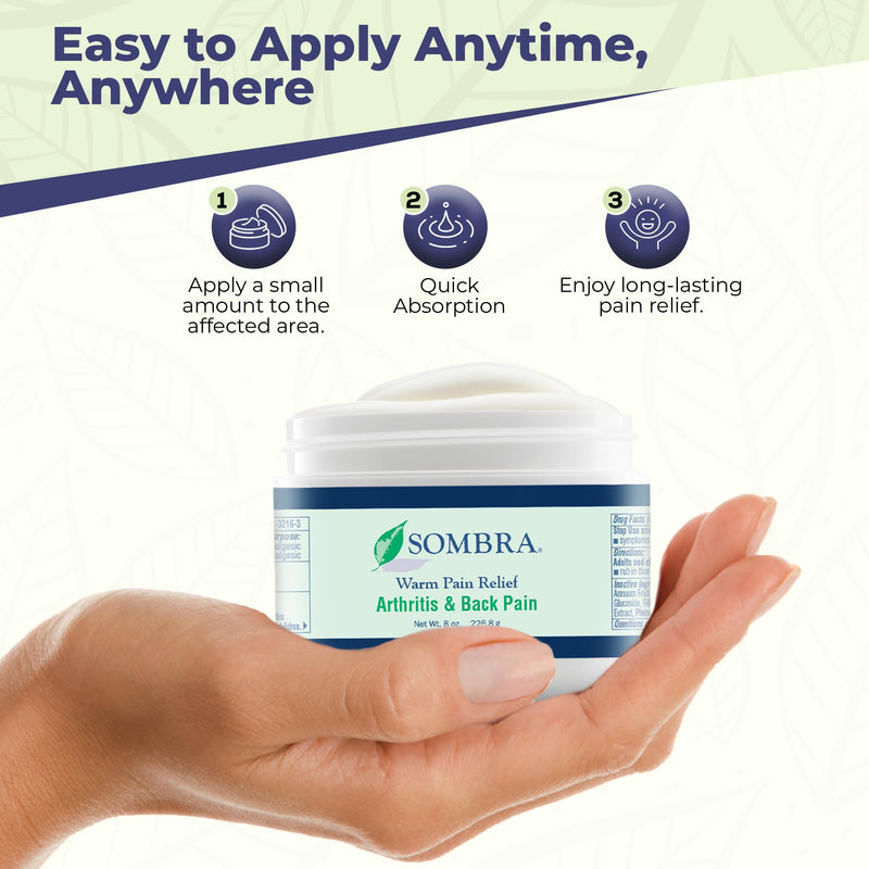 [Australia] - Sombra Warm Pain Relief Gel, Warm Relief for Arthritis and Chronic Pain Pre-Workout Muscle Rub Vegan Formula Free of Artificial Fragrances, Dyes, NSAIDs, Wax, Petroleum, Alcohol - 8oz Jar 8 Ounce (Pack of 1) 