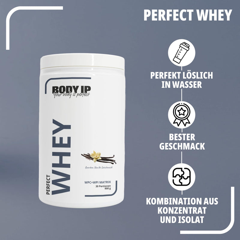[Australia] - BODY IP Perfect Whey Protein Powder | Creamy Bourbon Vanilla | Protein powder for protein shake & muscle building | high BCAA content | 30 servings | Whey Isolate & Concentrate | high protein content | 900g 900g (pack of 1) 