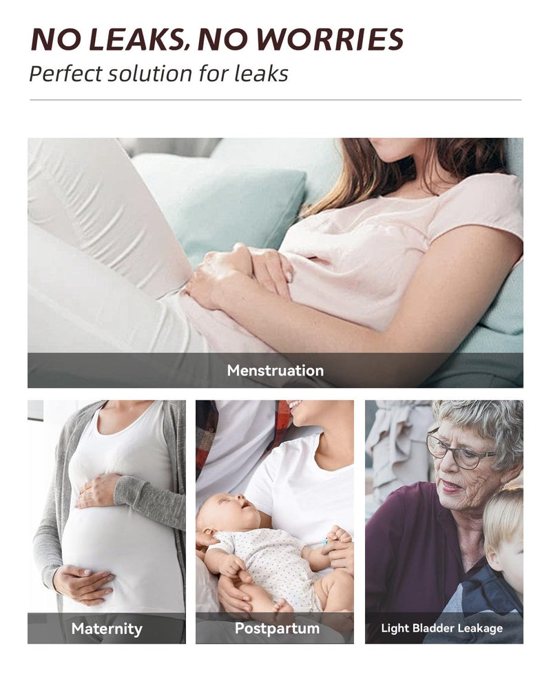 [Australia] - Period Underwear for Women Heavy Flow Soft Menstrual Panties Teens Ladies Leakproof Incontinence 5 Pack Large 1 Black/1 Light Grey/1 Burgundy/1 Rose Gold/1 Turquoise Green 