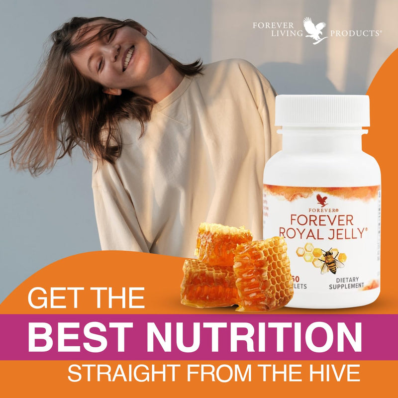 [Australia] - Forever Royal Jelly by Forever Living, 60 Tablets, 100% Natural Energy Supplements, Fed Like a Queen with These Energy Supplements, Supports Health and Wellness. 60 Count (Pack of 1) 