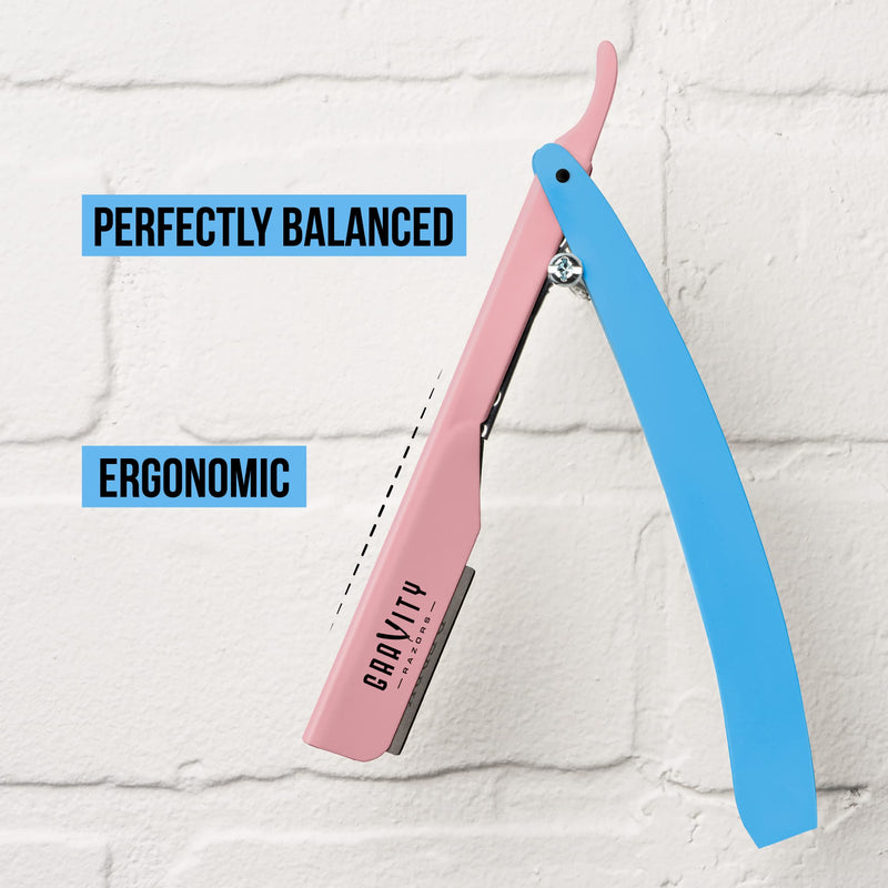 [Australia] - Professional Straight Razor - Ultra Exposed Straight Razor Kit with 10 Gravity Premium Blades, 2mm Exposed (Spun Sugar) Spun Sugar 