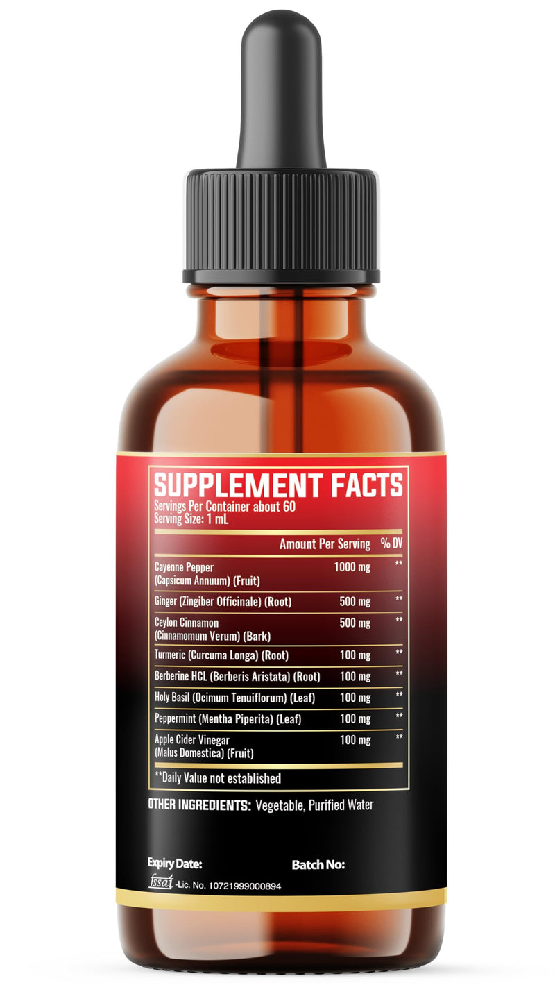 [Australia] - 8in1 Cayenne Pepper Liquid Drops with Ginger, Ceylon Cinnamon and 5 More Herbals - Digestion, Circulatory Heath Support - 2 Fl Oz for 2 Months 2 Fl Oz (Pack of 1) 