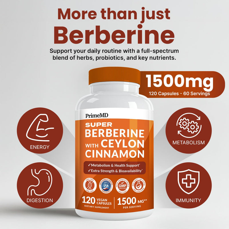 [Australia] - Super Berberine Supplement with Ceylon Cinnamon, BioPerine, Apple Cider, and Turmeric 1500mg - 8-in-1 Dihydroberberine Supplement for Overall Wellness and Balance Support (240 ct, Pack of 2) Extra Strength 120 Count (Pack of 2) 