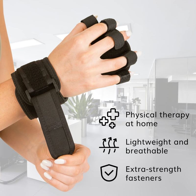 [Australia] - BraceAbility Anti Spasticity Splint - Contracture Stroke Resting Hand Orthosis Brace and Ball for Right or Left Cramp Relief, Twitching Pain, Recovery Therapy, Dupuytren's Treatment, Arthritis Remedy 