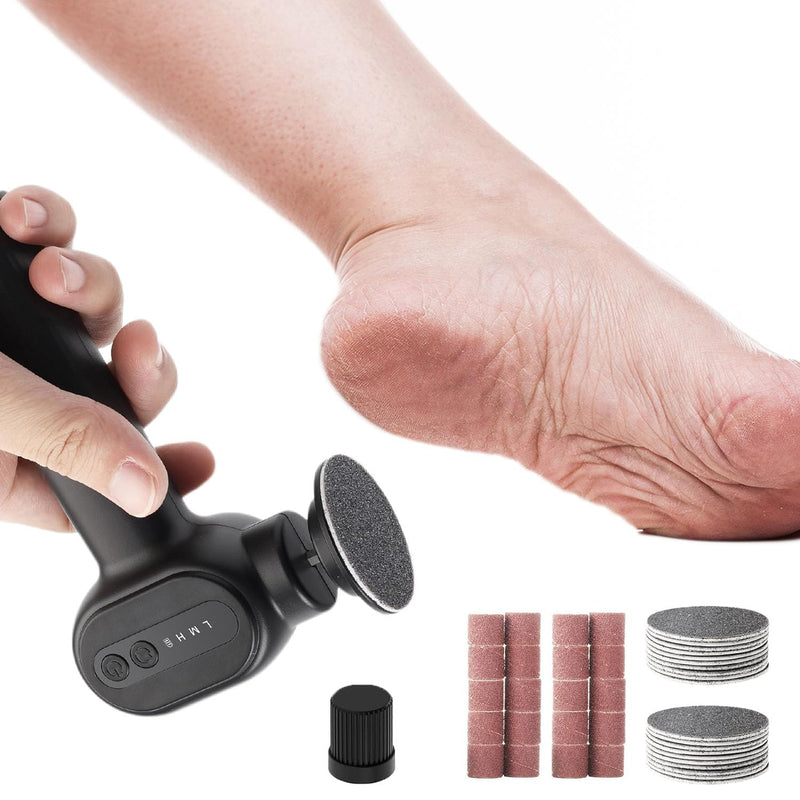 [Australia] - Electric Callus Remover for Feet - Rechargeable Cordless Pedicure Tool with 6 Speeds & 20 Sandpaper Discs, Professional Dead Skin Remover for Cracked Heels,Electric Foot File(Black) Black 