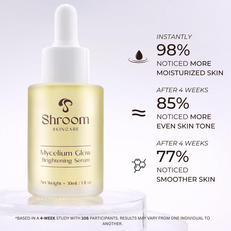 Mycelium Glow Mushroom Brightening Vitamin C Face Serum Facial Moisturizer - All Skin Types Vegan Serums for Skin Care Anti Aging Cruelty-Free Hydrating Serum for Face Dark Spots 30ml