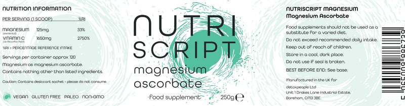 Magnesium Ascorbate Powder 250g - Nutriscript