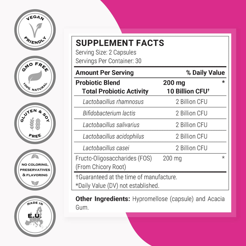 Supersmart - Vaginal Health - Prebiotic & Probiotic (with Lactobacillus Acidophilus) - Intimate Hygiene & Flora for Women | Non-GMO & Gluten Free - 60 DR Capsules