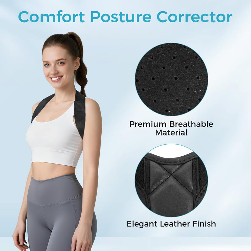 Posture Corrector for Women and Men, Invisible Mesh Breathable Back Brace, Adjustable Back Straightener, Relieves Shoulder, Neck, and Back Pain Large(Waist 30"-43")