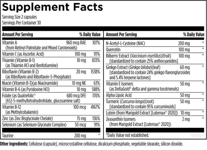 [Australia] - Designs for Health OcuForce - Eye Health Support Supplement - Lutein, Zeaxanthin, Carotenoids, Zinc, Taurine + Vitamins (60 Capsules) Standard Packaging 