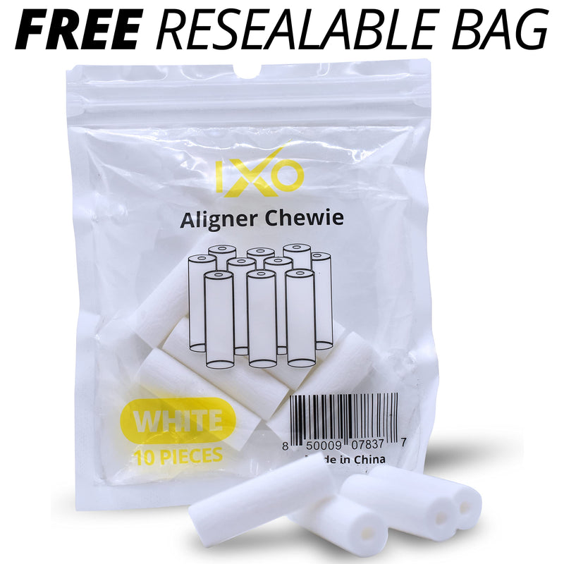 IXO Aligner Seater Chewies for Invisalign Trays - 10-Pack, Unscented, with Resealable Bag Unscented - 10 Pack (Bag)