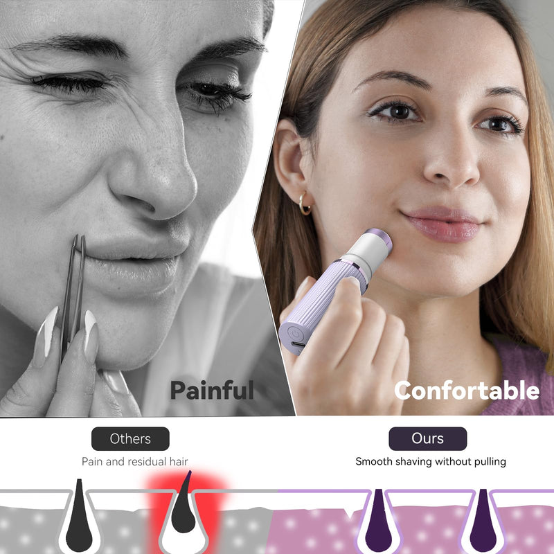 [Australia] - 2-in-1 Facial Hair Remover Kit for Women, Bautrium Electric Facial Shaver Eyebrow Razor Women with USB-C Cable & Storage Bag Rechargeable 