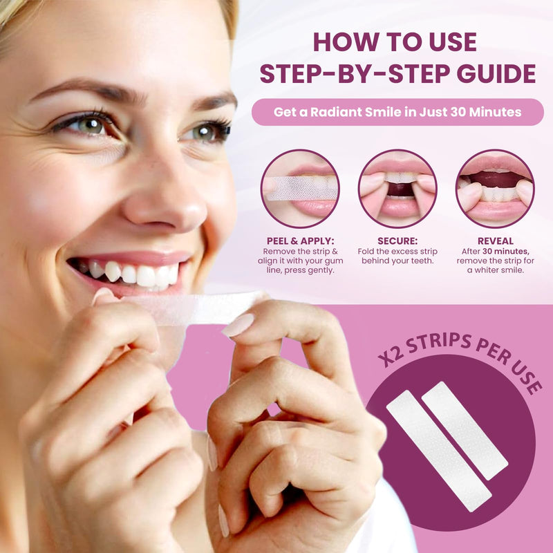 [Australia] - Teeth Whitening Strips 14 Treatments (28 Strips) - Deep Stains Removel - Enamel Safe Whitening Strips - Instant Teeth Whitening Strips 