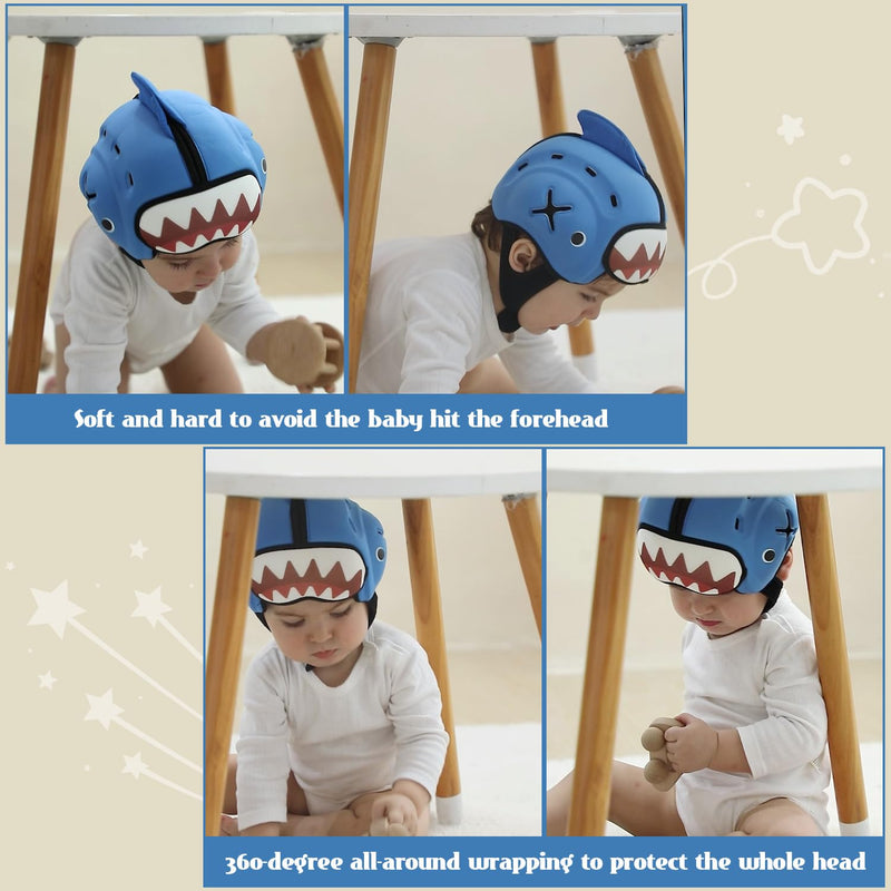 [Australia] - Baby Head Protector Helmet, Breathable Baby Head Protector for Crawling and Walking, Infant Soft Helmet, Anti-Collision, Ultra-Lightweight, Expandable and Adjustable Age 10-24 Months shark 