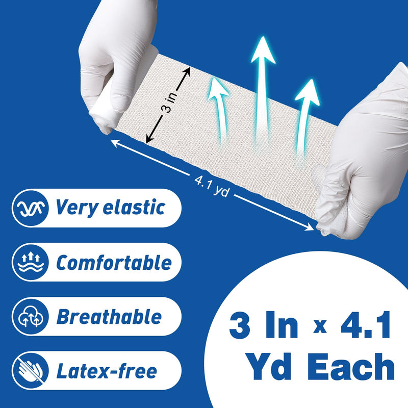 [Australia] - AZEN 25 Pack Gauze Rolls Bandages, 3 in x 4.1 Yards, Premium Medical Supplies & First Aid Supplies, Bandage Wrap Vet Wrap, Mummy Wraps A-25p 