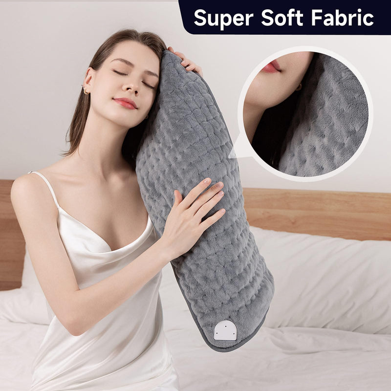 [Australia] - Heating Pad for Back & Period Cramps, Portable Heating Pad for Neck and Shoulders and Back with Auto Shut Off Large, Machine Washable, Christmas Gifts for Women, Men Gray 12x24 Inch 