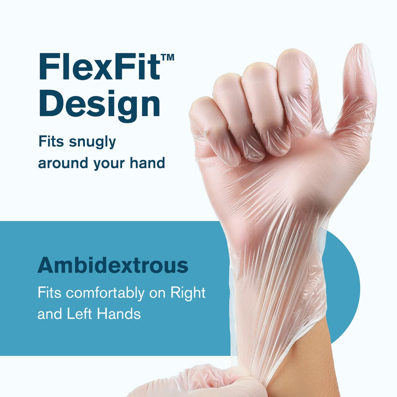 [Australia] - Ridex Disposable Gloves Latex-Free Clear Vinyl Gloves [100-Count] Powder-Free All-Purpose Gloves, Dispenser Box Gloves 100 Pieces - Size Large Glove Medical Large (Pack of 100) 