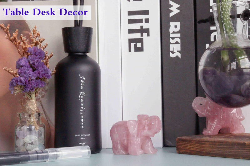 [Australia] - 2" Rose Quartz Elephant Decor Healing Crystal Cute Polished Natural Stone Hand-Carved Big Pink Sculpture Statue Figurines Gemstone Energy Hippie Home Room Office Desk Decoration Gifts for Women Men 1-pink-rose Quartz 
