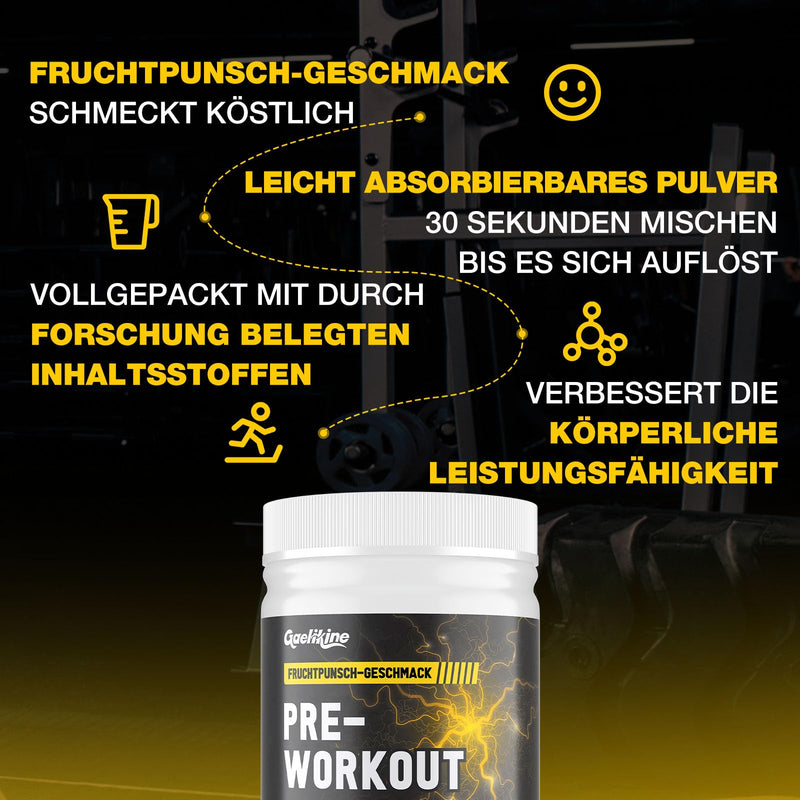 [Australia] - Pre Workout Energy Powder - 450g with Beta-Alanine, Creatine and Caffeine - Refreshing Fruit Punch Flavor - Booster Pre Workout for Maximum Energy & Performance During Training (450g, Pack of 1) 450g, Pack of 1 