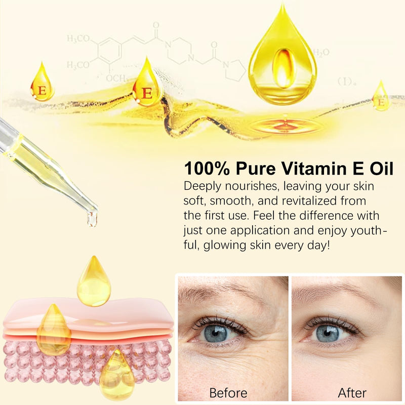 2 Pack Vitamin E Oil for Skin, Scars, Hair, Face and Scalp, (2oz of each) | 100% Pure, Fades Marks, Anti-Aging Face & Body Moisturizer, Hexane-Free, Natural Vegan Oil for Skin & Hair 2 Fl Oz (Pack of 2)