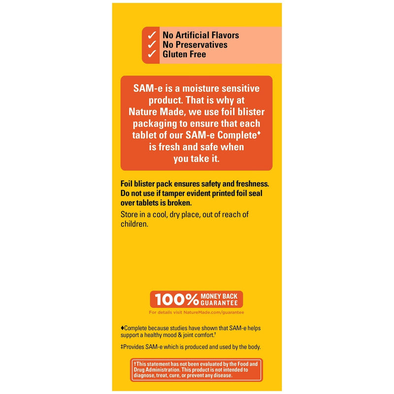 [Australia] - Nature Made SAM-e Complete 400 mg, Dietary Supplement for Mood Support, 36 Tablets, 36 Day Supply 36 Count (Pack of 1) 