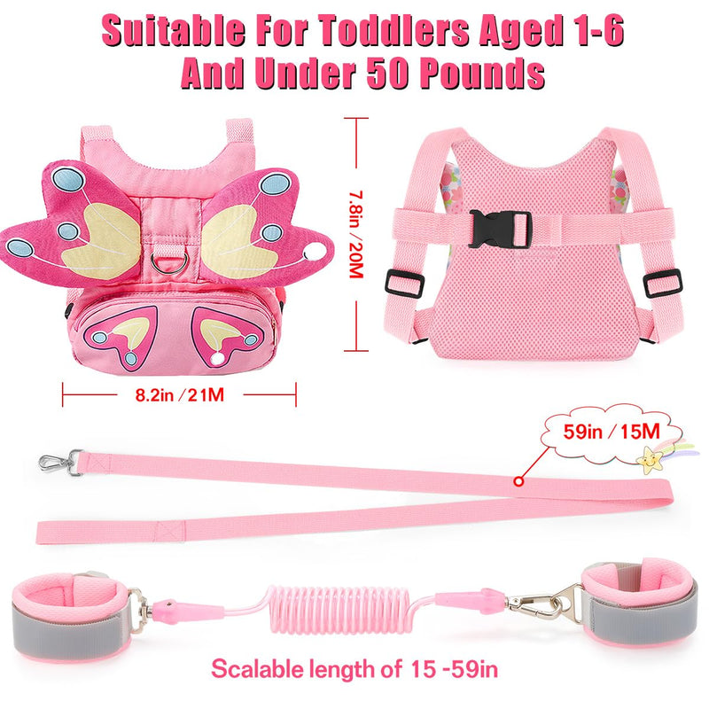 [Australia] - Toddlers Leash + Anti Lost Wrist Link Child Kids Safety Harness Kids Walking Wristband Assistant Strap Belt for Girl Pink Christmas Gift (PINK2) 
