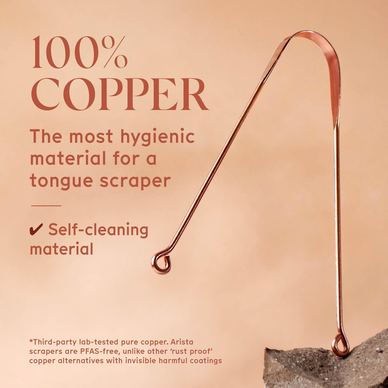 [Australia] - Arista Copper Tongue Scraper for Adults & Kids ‚Äì 100% Pure Copper Tongue Cleaner ‚Äì Extreme Bad Breath Treatment for Adults, Oral Detox & Hygiene ‚Äì 1 Pack with Travel Pouch 