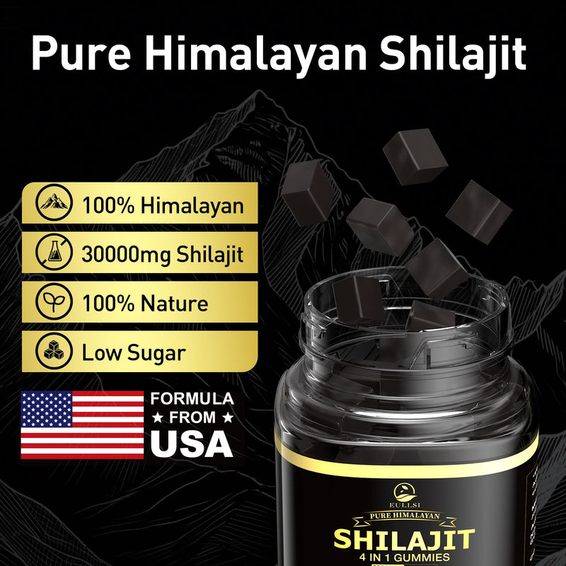 [Australia] - Pure Himalayan Shilajit Gummies for Men & Women, Organic Ashwagandha Gummies, 85+ Trace Minerals & 75% Fulvic Acid for Energy, Stamina & Immune Support, Vegan Non-GMO, 60 Count 60 Count (pack of 1) 