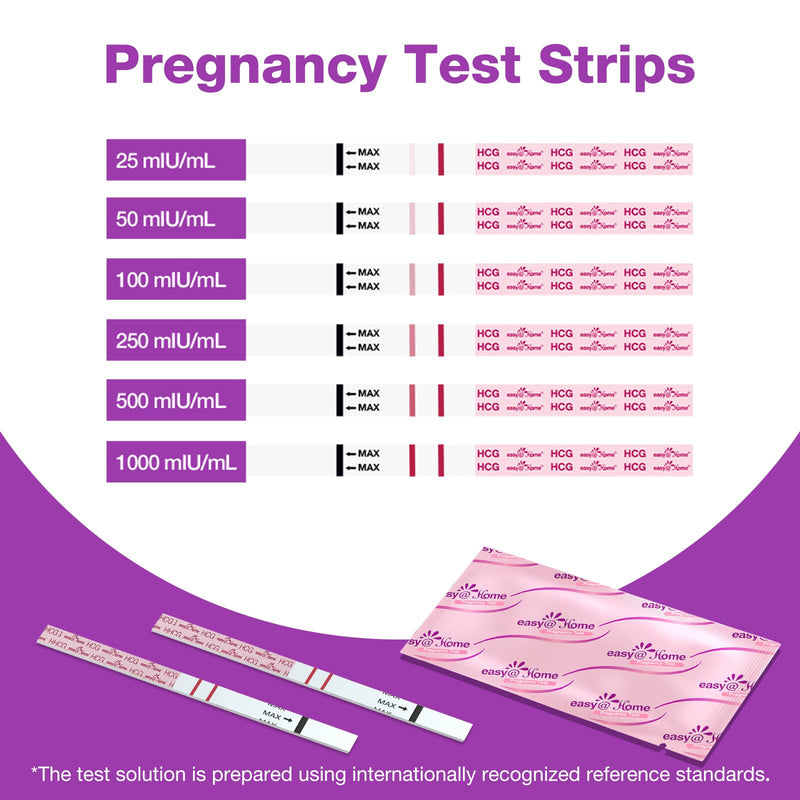 easy@Home 40 Pack Pregnancy Test Strips with Urine Cups, hCG Tests | Early detection hCG tests for home use with 40 individually sealed strips and urine cups, designed for trying to conceive. 40 Count (Pack of 1)