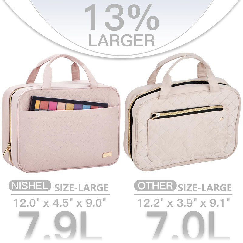 NISHEL Travel Toiletry Bag for women, Portable Hanging Organizer for Travel-Sized makeup Accessories Travel Puffy Tote Bag For Women, Ultra-Lightweight Large Tote