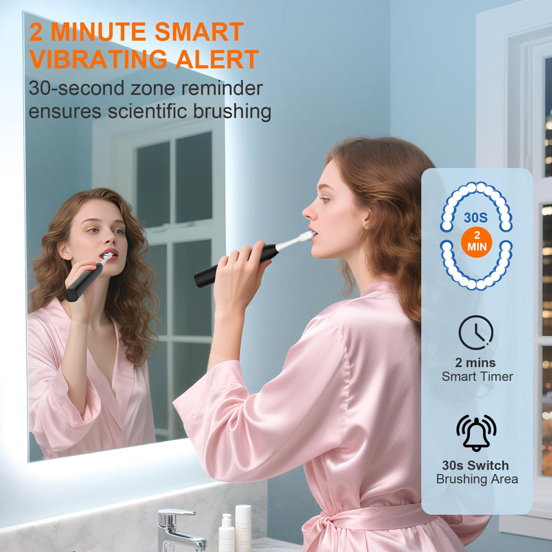 [Australia] - H2ofloss Sonic Electric Toothbrush and Water Flosser Combo, Rechargeable 2000mAh Toothbrush and 2500mAh Oral Irrigator with 300ml Tank, 4 Brush Heads, 5 Nozzles, 2 in 1 for Home and Travel (Black) Black 