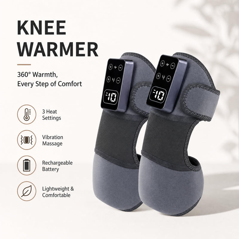 Knee Massager for Pain Relief – Electric Heated Knee Brace, 5 Heat Levels & 3 Massage Modes